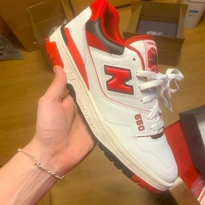 NEW BALANCE 550 WHITE RED SIZE 11 and 12 NEW